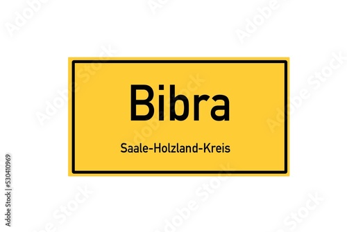 Isolated German city limit sign of Bibra located in Th�ringen photo