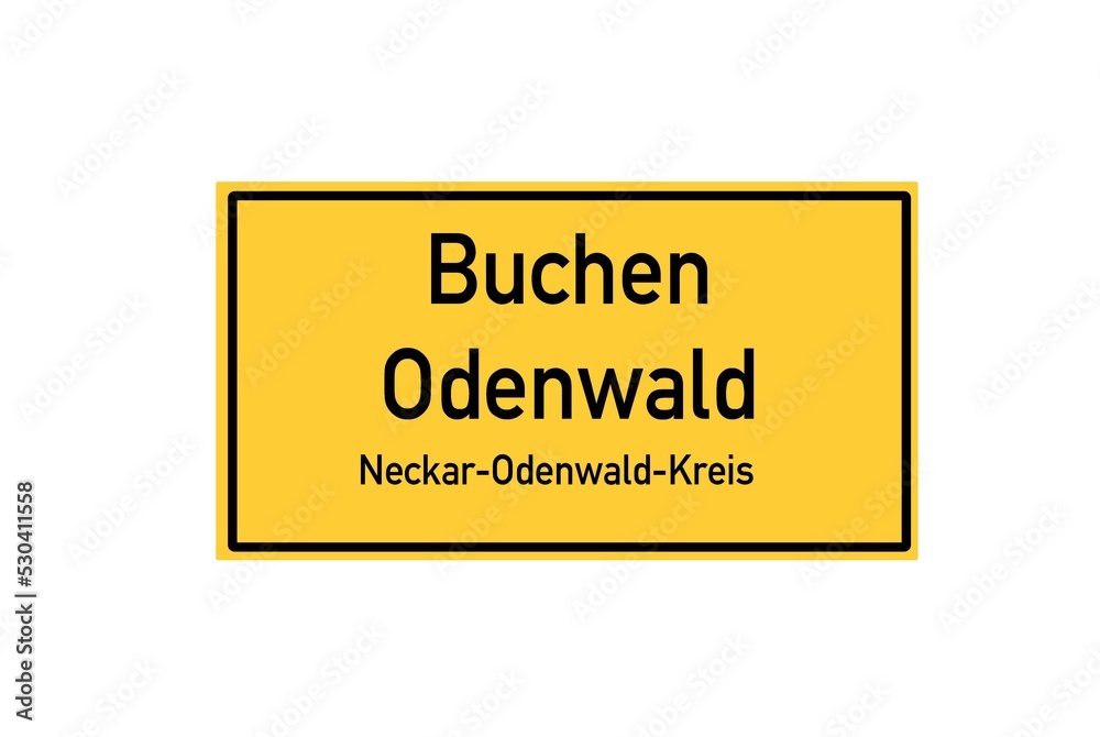 Isolated German city limit sign of Buchen Odenwald located in Baden-W�rttemberg Isolated German city limit sign of Buchen Odenwald located in Baden-W�rttemberg