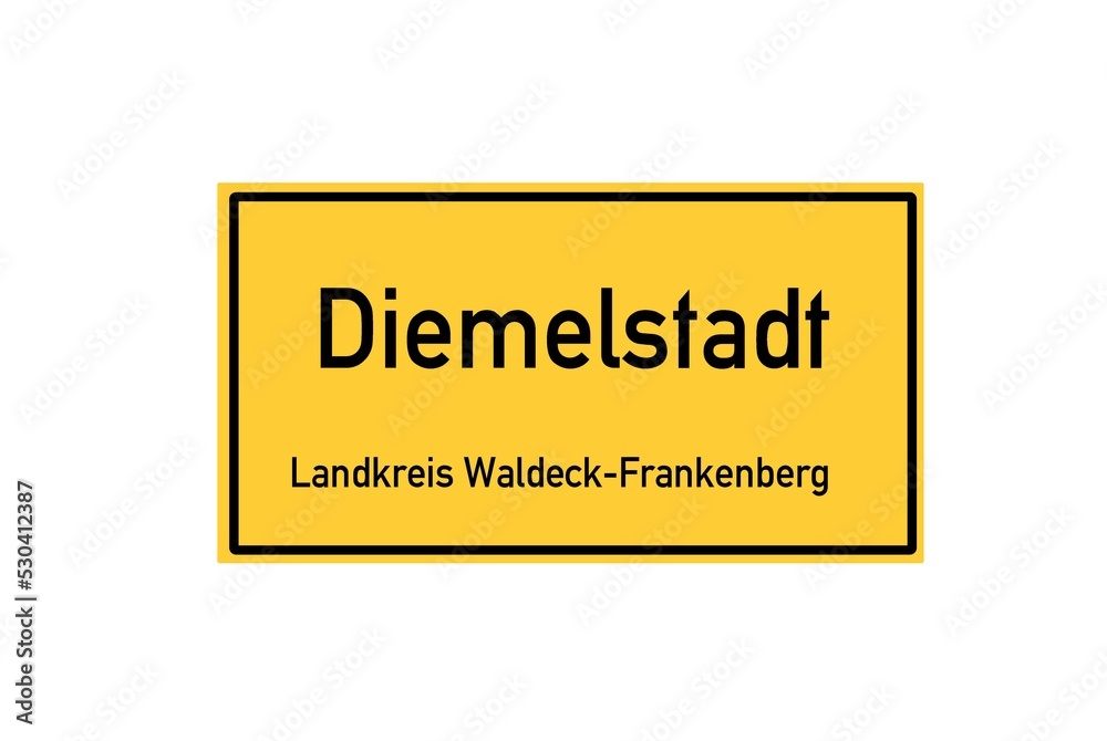 Isolated German city limit sign of Diemelstadt located in Hessen Isolated German city limit sign of Diemelstadt located in Hessen