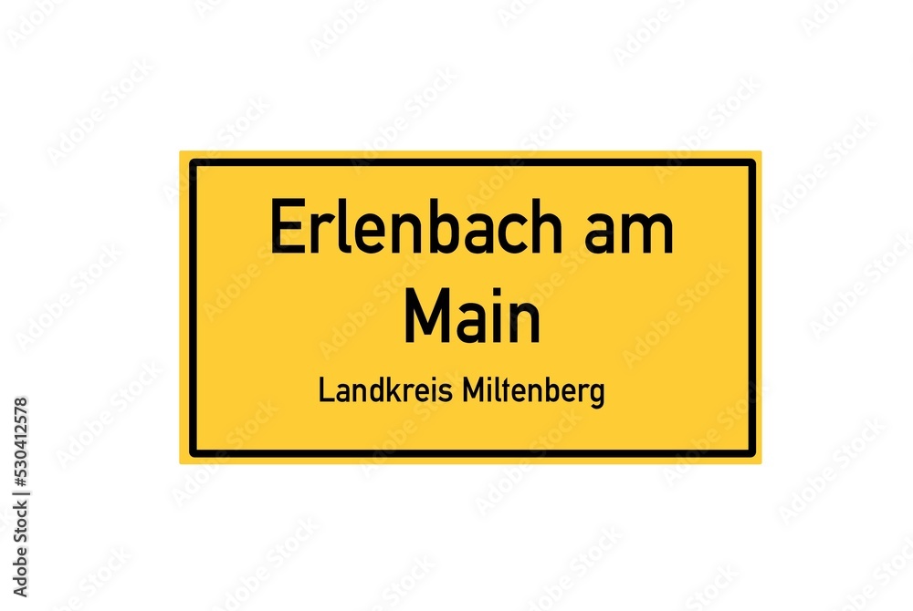 Isolated German city limit sign of Erlenbach am Main located in Bayern