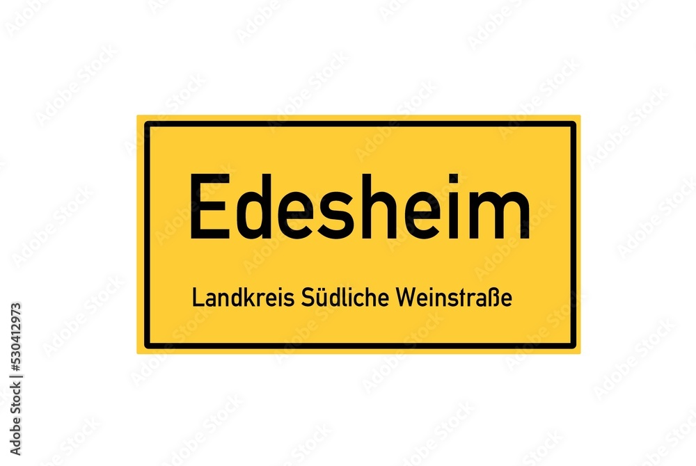 Fototapeta premium Isolated German city limit sign of Edesheim located in Rheinland-Pfalz