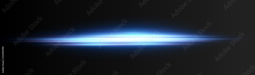 Blue horizontal lens flares pack. Laser beams, horizontal light rays.Beautiful light flares. Glowing streaks on dark background. Collection effect light blue line png.