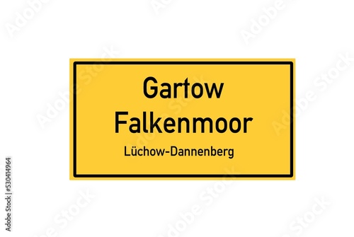 Isolated German city limit sign of Gartow Falkenmoor located in Niedersachsen photo