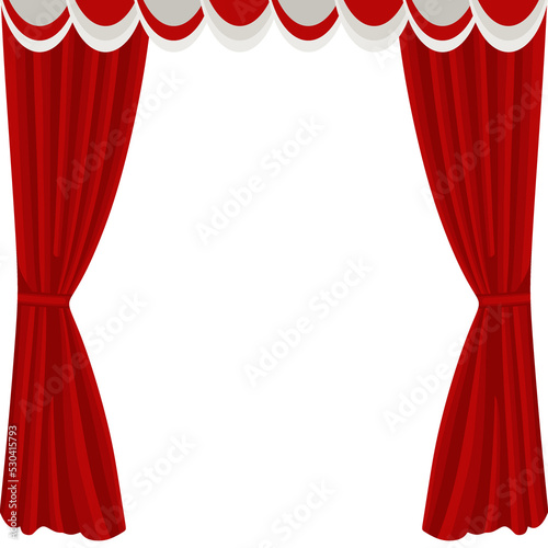 red curtains isolated on white background