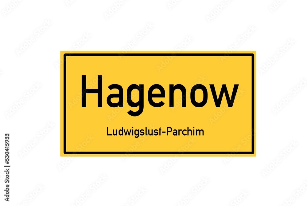 Isolated German city limit sign of Hagenow located in Mecklenburg-Vorpommern Isolated German city limit sign of Hagenow located in Mecklenburg-Vorpommern