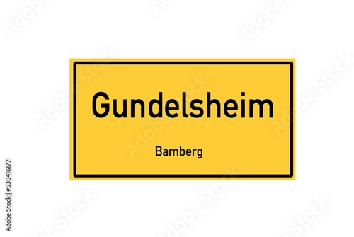 Isolated German city limit sign of Gundelsheim located in Bayern photo