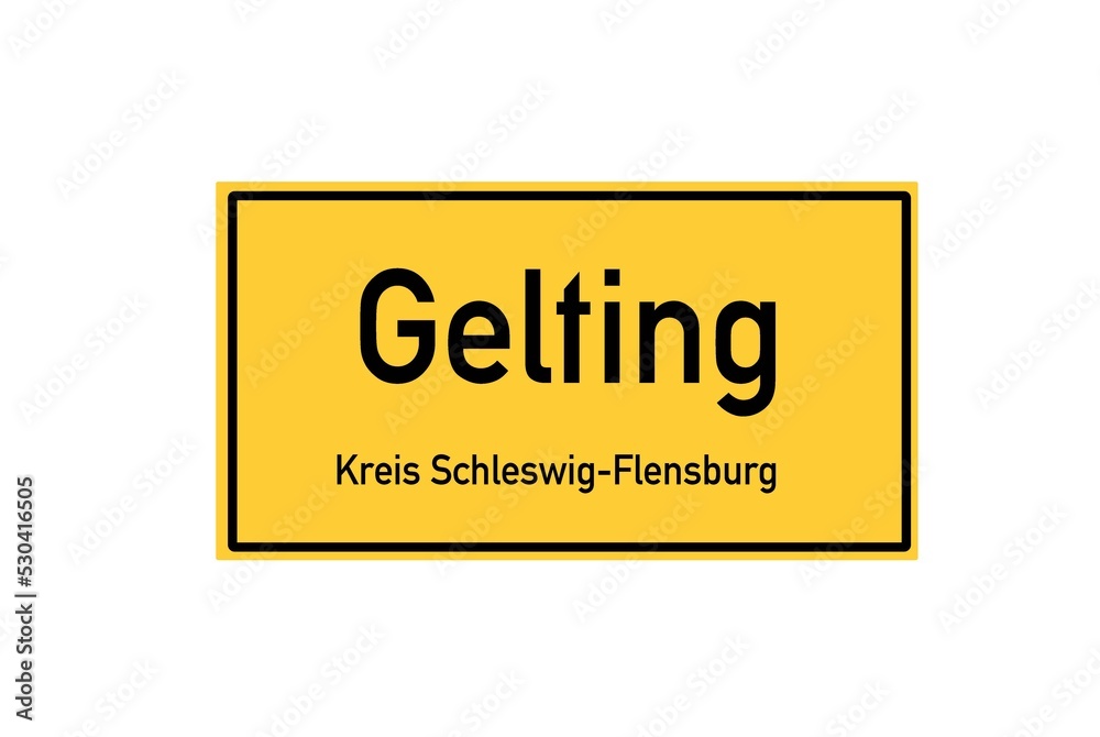 Isolated German city limit sign of Gelting located in Schleswig-Holstein Isolated German city limit sign of Gelting located in Schleswig-Holstein