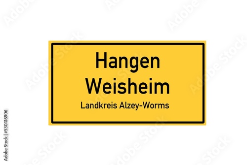 Isolated German city limit sign of Hangen Weisheim located in Rheinland-Pfalz photo