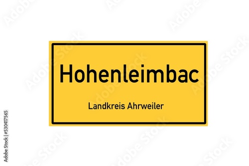 Isolated German city limit sign of Hohenleimbach located in Rheinland-Pfalz photo