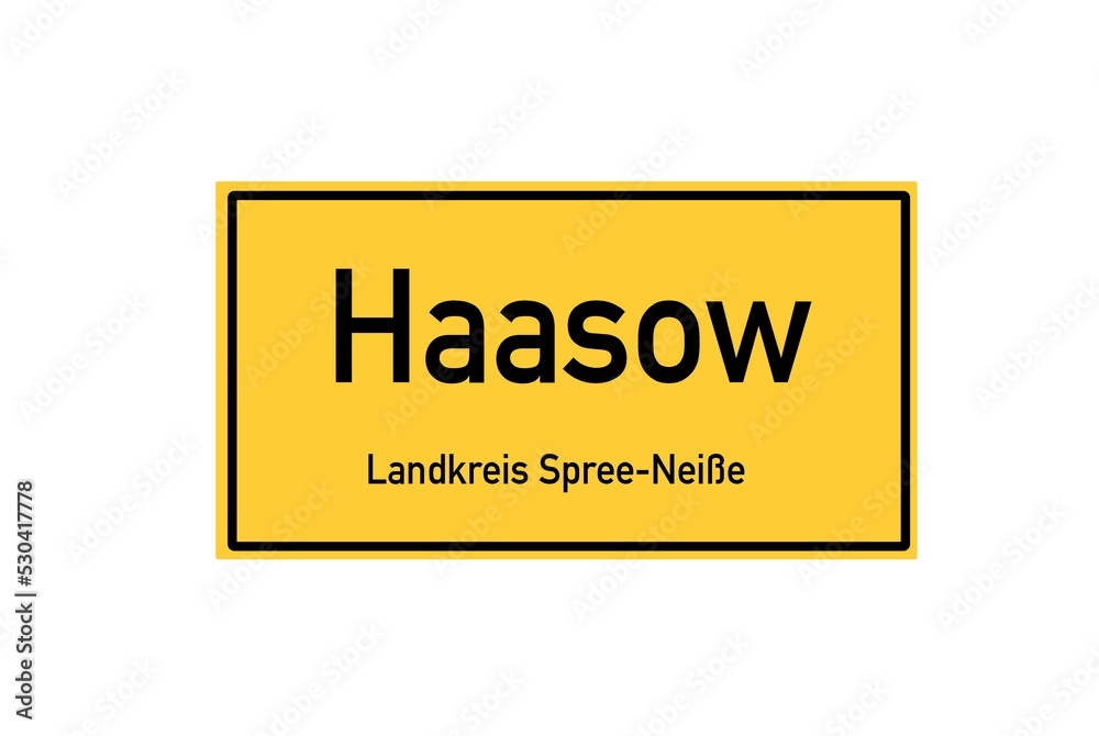 Isolated German city limit sign of Haasow located in Brandenburg Isolated German city limit sign of Haasow located in Brandenburg