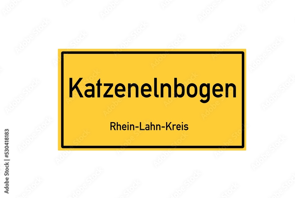 Isolated German city limit sign of Katzenelnbogen located in Rheinland-Pfalz Isolated German city limit sign of Katzenelnbogen located in Rheinland-Pfalz