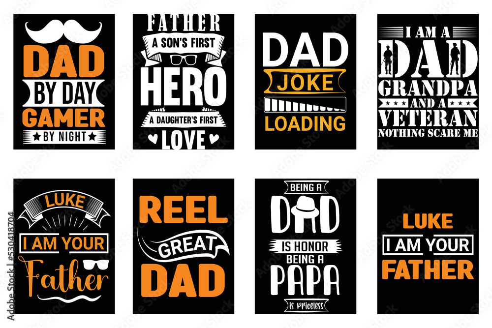 Typography papa dad Father's Day t-shirt design bundle