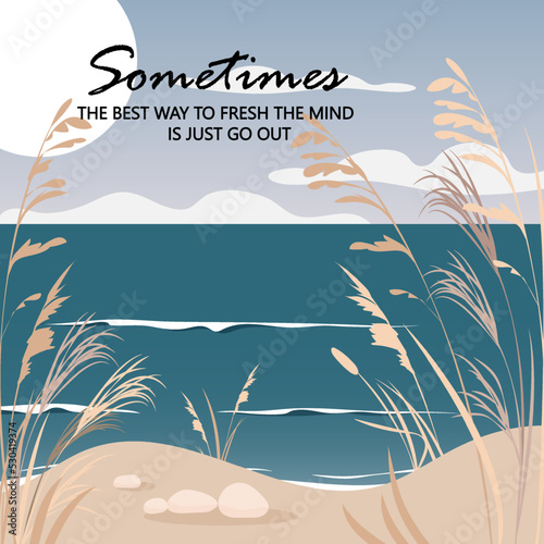 Vector illustration See and sandy beach