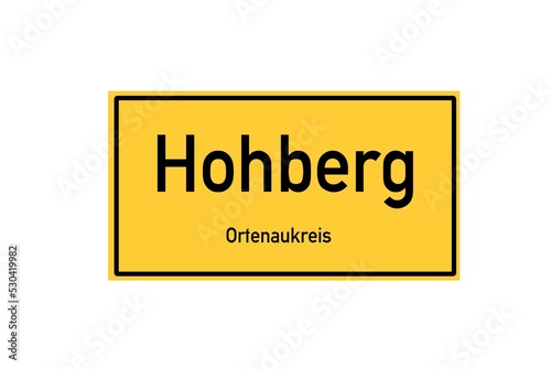 Isolated German city limit sign of Hohberg located in Baden-W�rttemberg photo