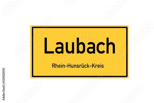 Isolated German city limit sign of Laubach located in Rheinland-Pfalz photo