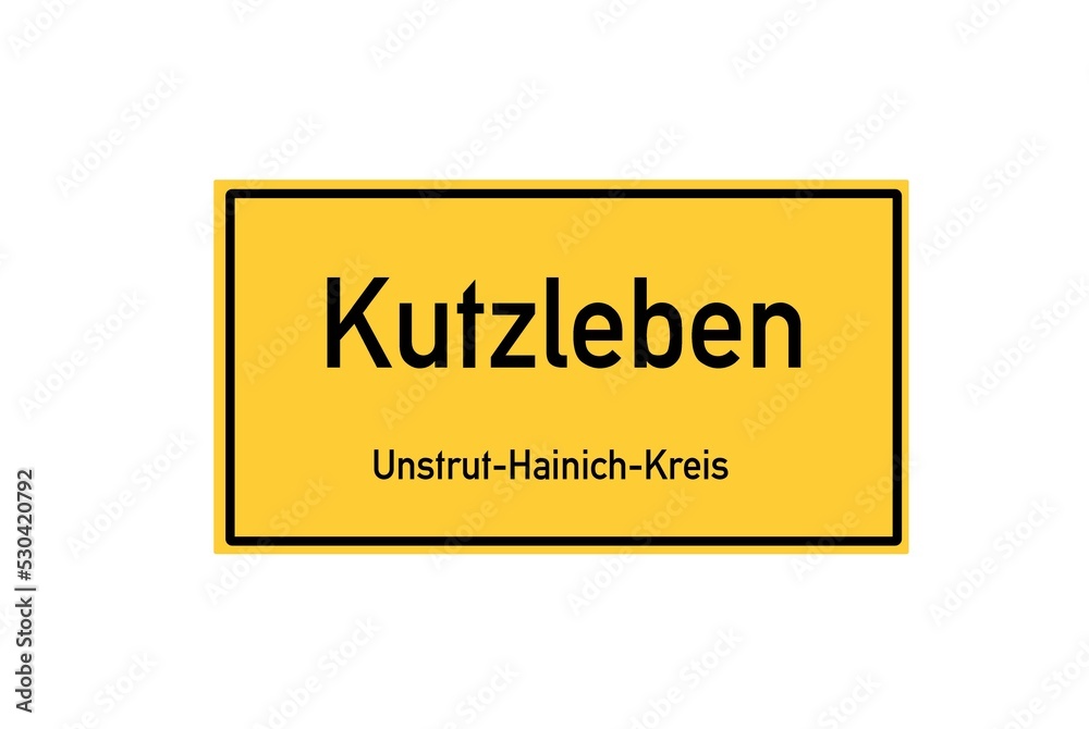 Isolated German city limit sign of Kutzleben located in Th�ringen