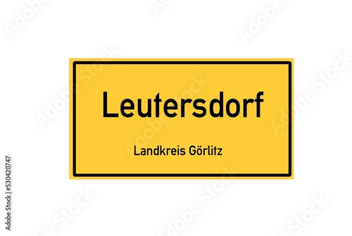 Isolated German city limit sign of Leutersdorf located in Sachsen photo