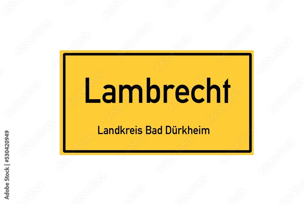 Isolated German city limit sign of Lambrecht located in Rheinland-Pfalz Isolated German city limit sign of Lambrecht located in Rheinland-Pfalz