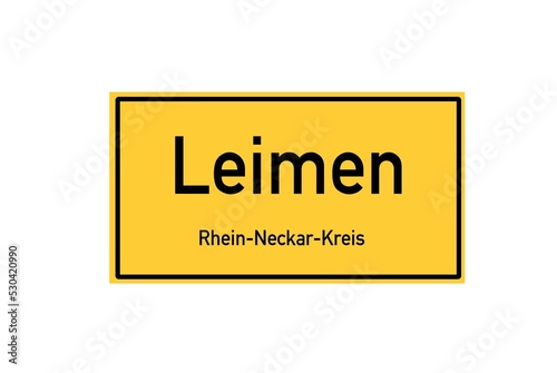 Isolated German city limit sign of Leimen located in Baden-W�rttemberg photo