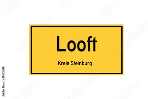 Isolated German city limit sign of Looft located in Schleswig-Holstein photo