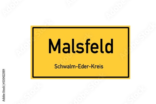 Isolated German city limit sign of Malsfeld located in Hessen photo