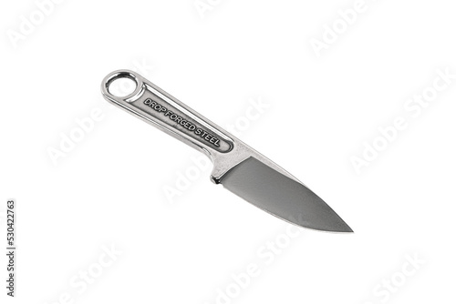 A knife with a metal handle made from a wrench. Tool weapon. Isolate on a white back.