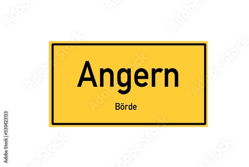 Isolated German city limit sign of Angern located in Sachsen-Anhalt photo
