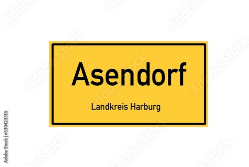 Isolated German city limit sign of Asendorf located in Niedersachsen photo