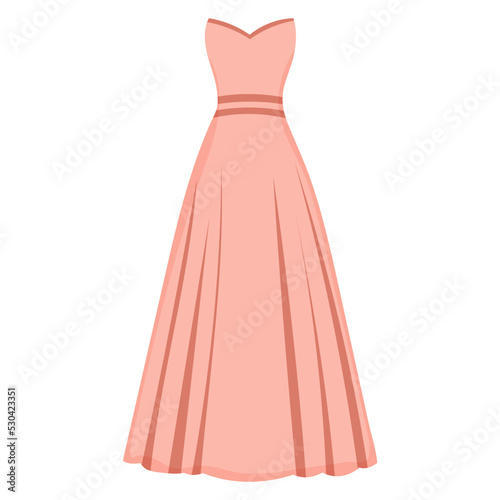 flat style dress on white background isolated vector