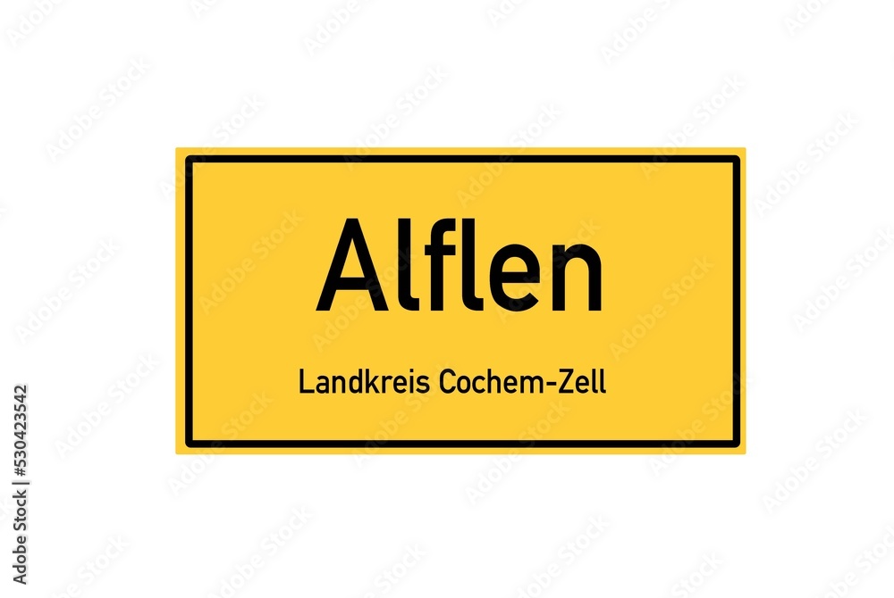 Isolated German city limit sign of Alflen located in Rheinland-Pfalz Isolated German city limit sign of Alflen located in Rheinland-Pfalz