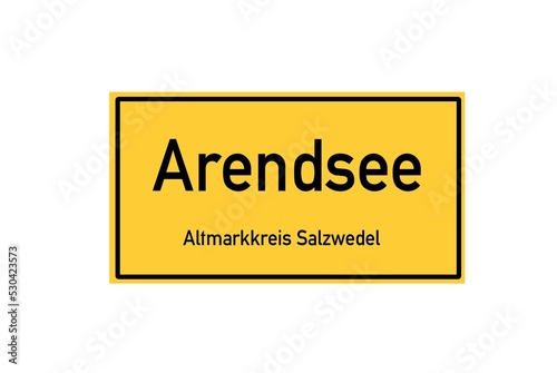 Isolated German city limit sign of Arendsee located in Sachsen-Anhalt