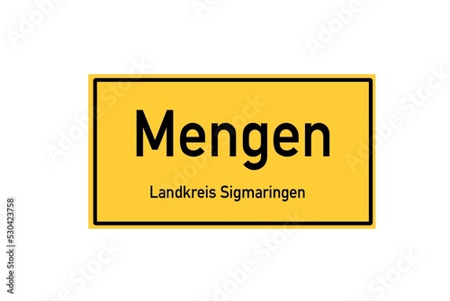 фотографія Isolated German city limit sign of Mengen located in Baden-W�rttemberg