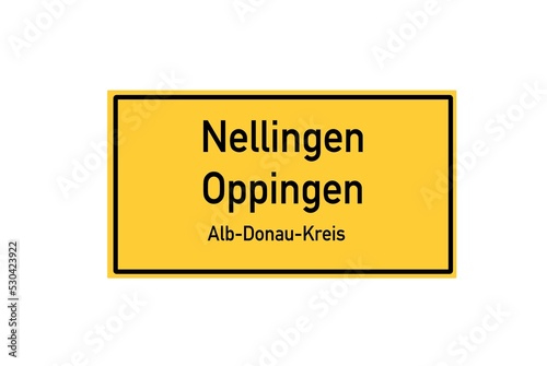 Isolated German city limit sign of Nellingen Oppingen located in Baden-W�rttemberg photo
