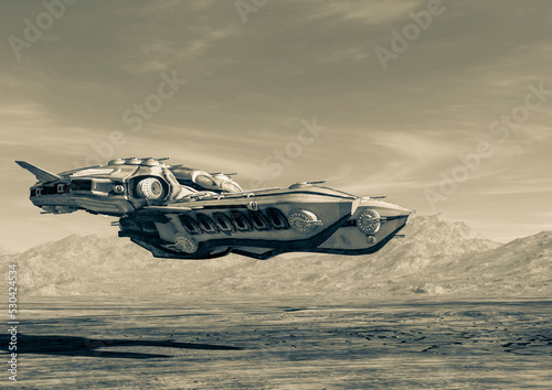 Fototapeta Naklejka Na Ścianę i Meble -  super alien spaceship flying on mars