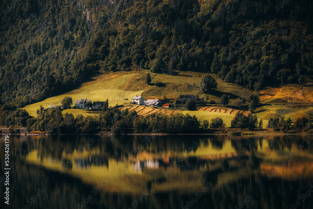 Fototapeta premium landscape with lake and mountains