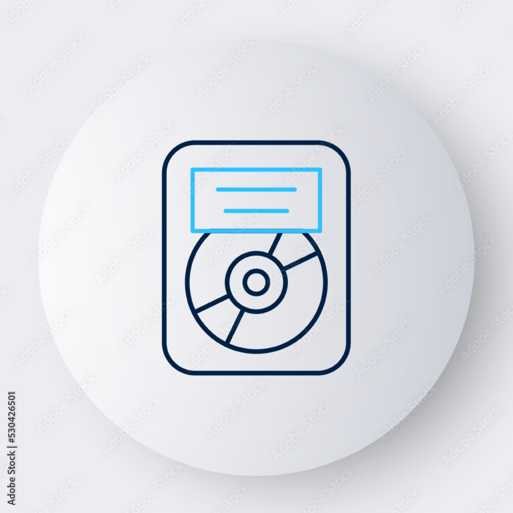 Line CD disk award in frame icon isolated on white background. Modern ceremony. Best seller. Musical trophy. Colorful outline concept. Vector Line CD disk award in frame icon isolated on white background. Modern ceremony. Best seller. Musical trophy. Colorful outline concept. Vector