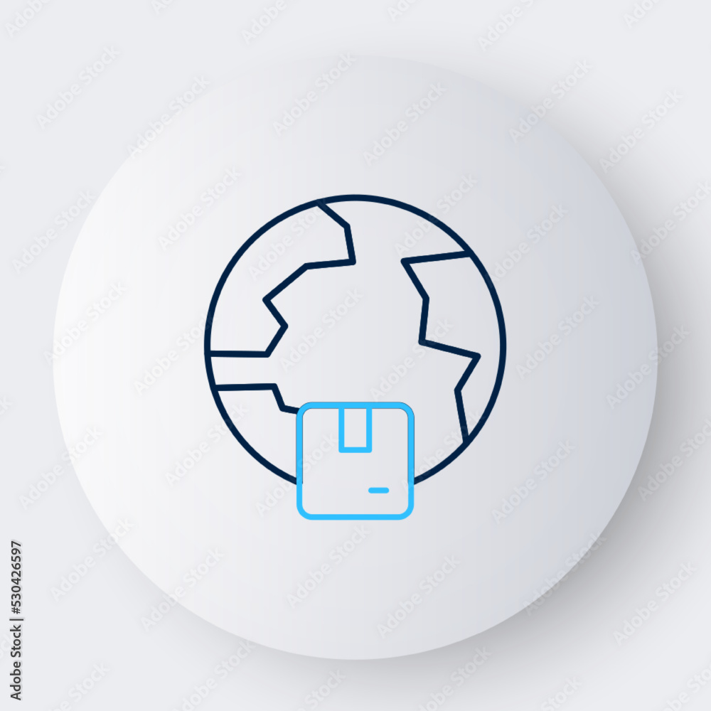 Line Worldwide shipping icon isolated on white background. Colorful outline concept. Vector Line Worldwide shipping icon isolated on white background. Colorful outline concept. Vector