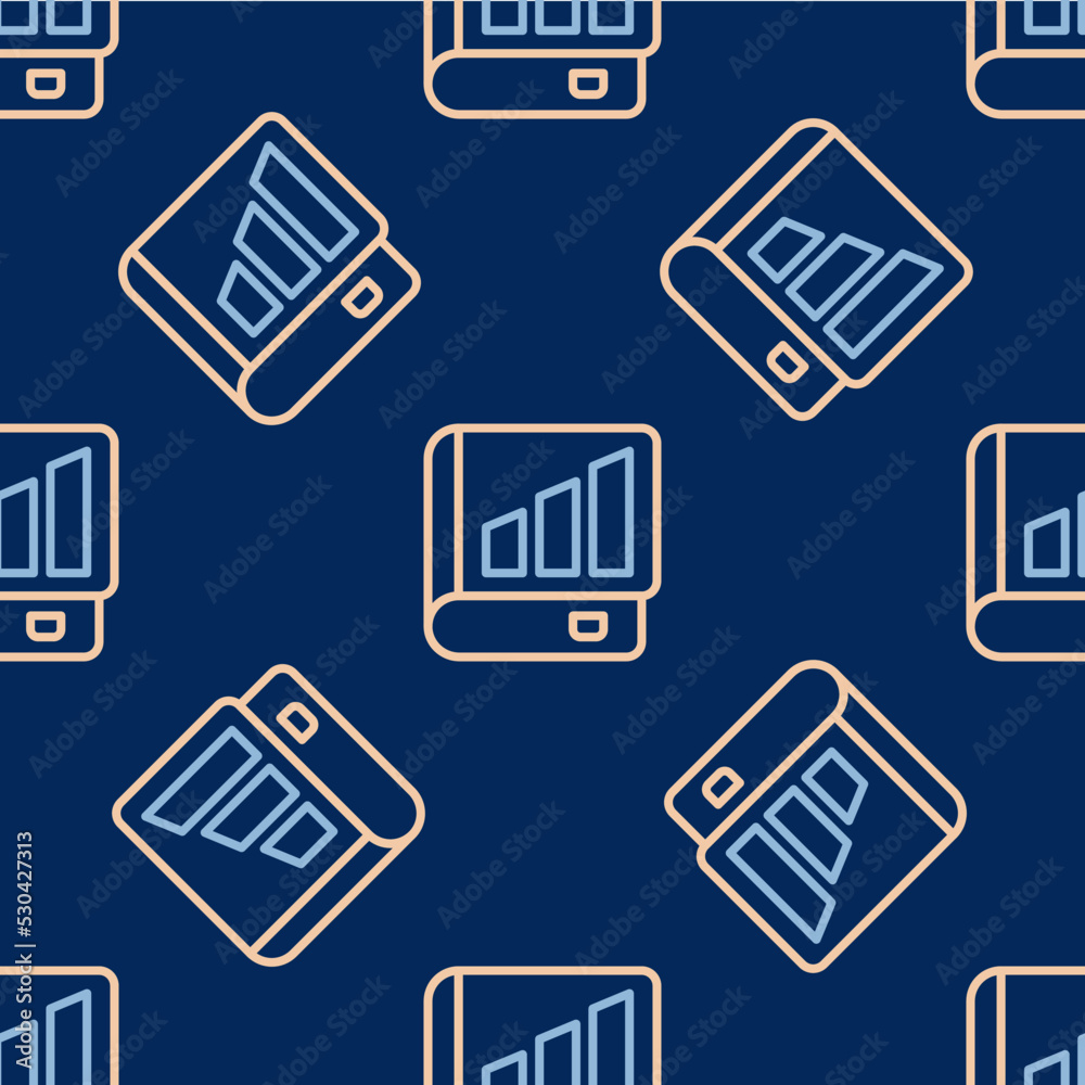 Line Financial book icon isolated seamless pattern on blue background. Vector Line Financial book icon isolated seamless pattern on blue background. Vector