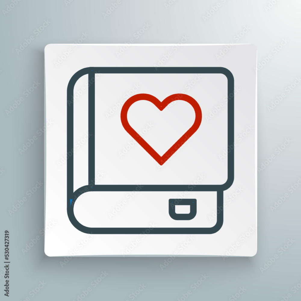 Line Romance book icon isolated on white background. Colorful outline concept. Vector