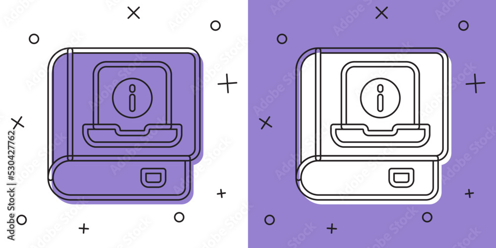 Set User manual icon isolated on white and purple background. User guide book. Instruction sign. Read before use. Vector Set User manual icon isolated on white and purple background. User guide book. Instruction sign. Read before use. Vector