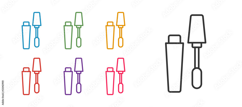 Set line Mascara brush icon isolated on white background. Set icons colorful. Vector Set line Mascara brush icon isolated on white background. Set icons colorful. Vector