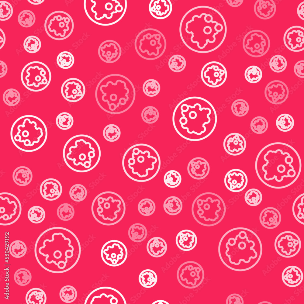 White line Rice in a bowl icon isolated seamless pattern on red background. Traditional Asian food. Vector White line Rice in a bowl icon isolated seamless pattern on red background. Traditional Asian food. Vector