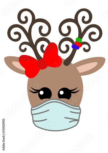 Deer clipart. Reindeer Face mask print
