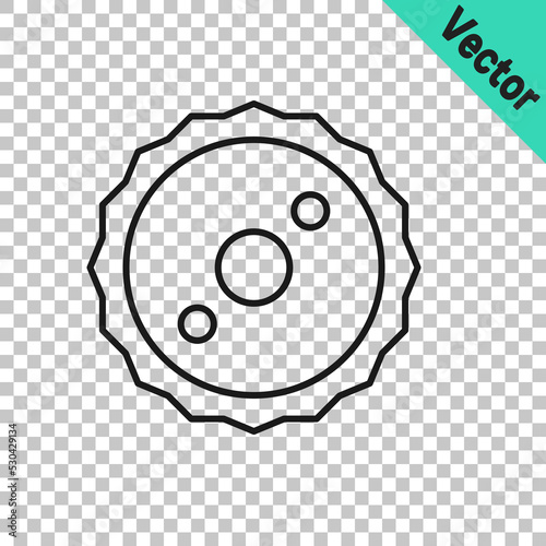 Black line Circular saw blade icon isolated on transparent background. Saw wheel. Vector