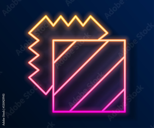 Glowing neon line Layers clothing textile icon isolated on black background. Element of fabric features. Vector