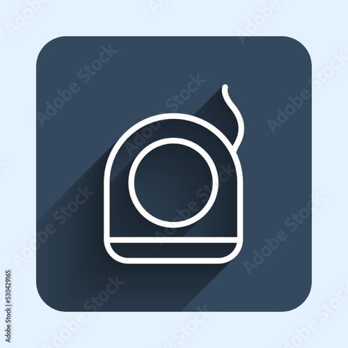 White line Dental floss icon isolated with long shadow background. Blue square button. Vector