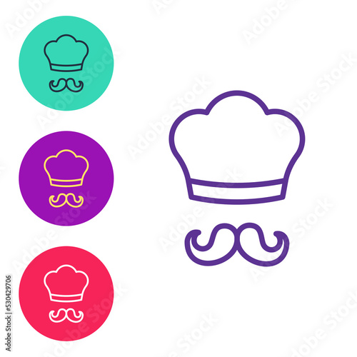 Set line Italian cook icon isolated on white background. Set icons colorful. Vector