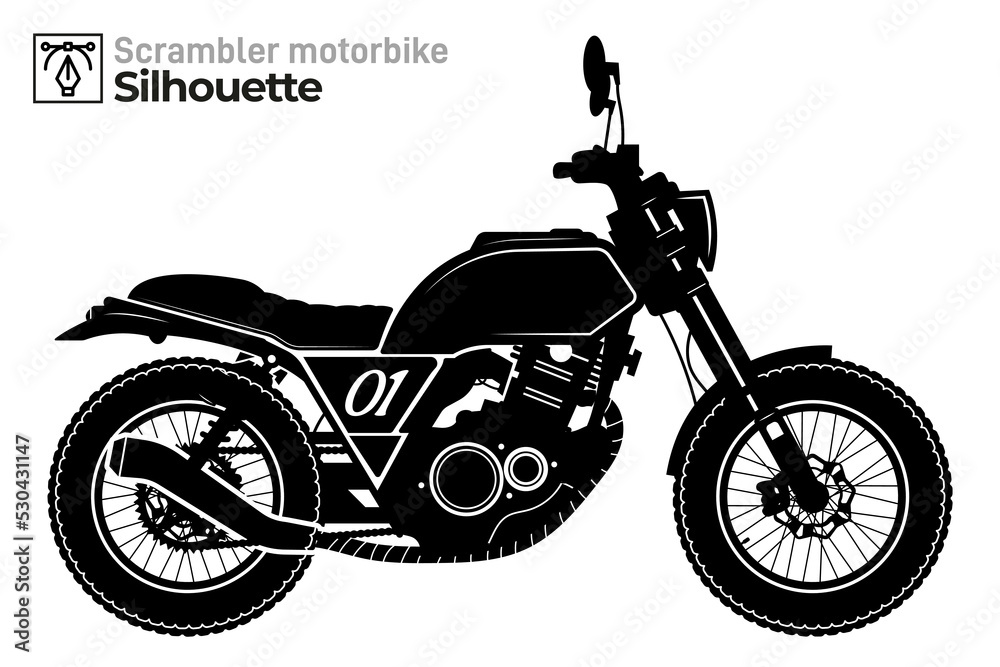 Isolated Scrambler motorbike silhouette illustration