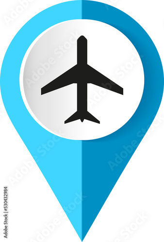 Plane, flight, airplane icon. Map marker with plane icon,