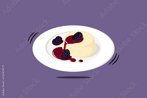 Pudding Cheese Blackberry and purple background